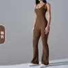 Mono de Yoga de Manga Corta de Verano de Alto Gama de Secado Rápido Estilo Europeo y Americano Ajuste Delgado Pantalones Acampanados Pantalones de Fitness para Chicas Calientes