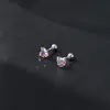 Pendientes de Plata de Ley S999 para Mujer, Corazón Colorido y Brillante, Estilo Ins de Nicho, Populares, Simples, Elegantes, Clavos para el Cartílago de la Oreja para Nutrir las Orejas Perforadas