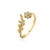 Anillo Abierto Geométrico de Cobre Chapado en Oro de 18K con Circonita, Moda Simple, Anillo de Nicho Femenino, Nuevo Producto Transfronterizo