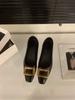 Sapatos Femininos Flats de Salto Grosso Quadrado Francês 2025 Novo Primavera e Outono Slip-On Retrô Versátil Preto Sapatos para o Dia a Dia