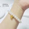 Pulseira Ins-Style Dourada com Pingente de Caractere da Fortuna e Pérola Falsa para Mulheres, Elegante, Nicho, Exquisita, Tendência de Joias Moderna, Doce e Descolada