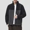 Sudadera Cardigan Retro con Cuello Alto Bloque de Color 2026 para Hombre, Tendencia de Otoño Casual Versátil Holgada Chaqueta Superior