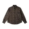Estampado de leopardo, estilo old-money, camisa de corte relajado para hombres y mujeres, adecuada para primavera y otoño, casual retro americano, corte holgado, top versátil