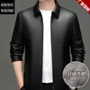 Chaqueta de Cuero Versátil de Alta Gama Haining Estilo Papá Mediana Edad Otoño Nueva Chaqueta Suave de Piel de Vaca Abrigo de Cuero Casual para Hombre