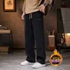 Venta al por mayor transfronteriza Pantalones deportivos de pana para hombre, Otoño e Invierno, Forrados de polar, Pierna ancha, Pantalones de chándal casuales, Pierna recta holgada, Modernos