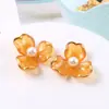 Embellishments de flor de três pétalas semi-transparentes com borda dourada para tamancos, fivelas de sapato, acessórios DIY, acessórios de cabelo e adesivos para capas de celular