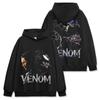 Camiseta de manga corta con estampado VENOM retro americano transfronterizo, camiseta de manga larga lavada, sudadera holgada con capucha al por mayor, moda para hombre