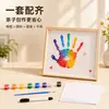 Marco de fotos de color madera natural para huellas de manos y pies para un año, parejas y amigos, una decoración de mesa ceremonial conmemorativa