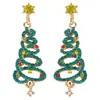 Pendientes de Navidad transfronterizos europeos y americanos, pendientes clásicos de árbol de Navidad con cuentas de metal, pendientes de moda de reno y lazo con pedrería