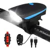 Luz de Bicicleta Bocina Faro Carga USB Alto Decibelio Montaña Niños Coche Infantil Iluminación Nocturna para Ciclismo Faro Accesorios para Ciclismo