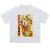 Camiseta unisex verano versátil estampada manga corta desgastada retro vintage hombro caído marca de moda