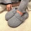 Pantuflas de Exterior Peludas para Mujer Estilo Birkenstock de Suela Gruesa Color Gris 2026 Nuevas Botas de Nieve de Otoño e Invierno Zapatillas de Algodón Cerradas