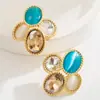 Nuevos Pendientes de Aguja de Plata S925 Estilo Mid-Century, Pendientes Exagerados con Accesorios de Resina con Diamantes de Moda, Pendientes de Lujo Accesible y de Gama Alta