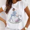 2023 Nueva Llegada Patrón Estampado Torre de París Casual para Mujer Camiseta Distintiva de Cuello Redondo Cuello redondo