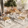 Mesa y Silla de Ocio para Exteriores Patio Exterior Madera Anticorrosiva Combinación de Mesa y Silla para Comedor Exterior Mesa Cuadrada Redonda Elevable para Balcón del Hogar