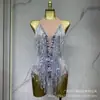 Amazon Europa y América Más Vendido Moda Sexy Adorno de Pedrería Borla Cremallera Sin Mangas Club Nocturno Baile Falda Cuello Halter