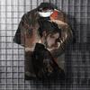 Verão Moda Masculina Camiseta Cool Tatuagem Samurai Casual Estampa 3D Hip Hop Gola Careca Camiseta Top