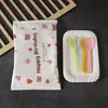 Nuevo Juego Desechable de Cuchillo, Tenedor y Plato para Pastel, Combinación de Plato y Tenedor para Hornear, Vajilla de Cumpleaños, Plato, Tenedor y Vela de Papel Biodegradable