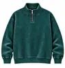 Sudadera con Media Cremallera Vintage Lavada de Algodón Puro de Doble Hilo 300g para Hombre, Comercio Exterior Transfronterizo, Chaqueta Pesada de Cuello Alto para Primavera y Otoño