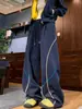 Pantalones Deportivos de Algodón con Bloques de Color Estilo Americano Línea Hasselblad para Hombres y Mujeres, Otoño Marca Trendy High Street Pantalones Largos de Pierna Ancha, Pantalones Casuales Retro con Caída