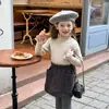 Camiseta Interior de Punto Aimo Beibei para Niños, Suéter Dulce con Encaje de Calidad Anti-Pilling para Niñas en Invierno