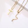 Colar corrente caixa cruzada de aço inoxidável dourado feminino simples personalidade acessórios de moda joias atacado NC-690
