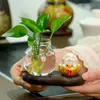Jarrón Hidropónico de Potos para Oficina Adornos Pequeños Hidropónicos de Escritorio Gato de la Suerte Lindo Soporte Decorativo para Flores de Sala de Estar Mueble de TV