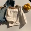 Camiseta de Manga Larga con Bloques de Color para Niñas, Primavera y Otoño, Cuello Redondo, Base de Algodón, Camiseta Superior para Exteriores con Contraste de Color Otoñal Estilo Coreano para Niños
