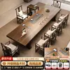 Mesa de centro y juego de sillas para sala de estar de panel grande de madera maciza, estética estilo canción, mesa de centro para recepción de oficina, sensación integrada de lujo ligero y alta gama