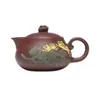 Juego de Té Tetera de Arcilla Púrpura Yixing al por Mayor Regalo, Tetera de Arcilla Púrpura para el Hogar Estilo Chino, Tetera de Arcilla Púrpura Mineral Original Semimanual Oro y Jade
