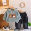 Ropa Hermosa para Niños Niños Ropa de Primavera y Otoño 2025 Nuevo Estilo Traje Bebé Otoño Dibujos Animados con Capucha Conjunto de Dos Piezas Venta al por Mayor