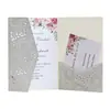 Papel con purpurina transfronterizo Tarjeta de felicitación con corte láser estilo europeo Invitación de compromiso plateada Fábrica de tarjetas de invitación doradas de manzana