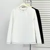 Blusa Feminina Plus Size Estilo Novo de Primavera Simples Versátil Manga Longa com Costura Visível 100kg Casual Roupa de Baixo Blusa 9525