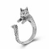 Comercio exterior más vendido anillo de gato animal plata tailandesa negro lindo anillo de gato mascota gatito mascota anillo abierto