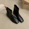 Botines cuadrados retro Chuyuji elegantes para mujer, nuevos botines finos de cuero suave para otoño e invierno con cremallera trasera, botines cortos estilo Martin