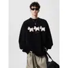 Moda Urbana Dibujos Animados Tejido Flocado para Hombre Otoño e Invierno Casual Americano Cuello Redondo Tejido Pulóver Holgado y Versátil
