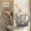 Directo de fábrica: Estante para tapas de ollas montado en la pared, no requiere taladrar, estante de almacenamiento de cocina multifuncional y estante para tablas de cortar para uso doméstico