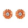 Pendientes de girasol con diamantes chapados en oro rosa de 14 quilates, joyería natural, regalo de aniversario