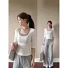 Top regata cinza com gola halter para mulheres, deslumbrante e único, lindo conjunto casual de verão de duas peças