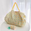 Bolsa de Compras Plissada Estilo Japonês Desenho Animado Verde com Botão de Pressão Ultra Leve Portátil Bolsa de Ombro para Viagem