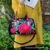 Estilo étnico bordado portátil bandolera doble uso bolsa tambor lona bordada bolsa floral viaje hombro portátil bolsa para mujer