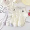 Calcetines Morados Claros para Niñas, Lindos Calcetines de Algodón Finos de Dibujos Animados Gato Kt, Hasta la Pantorrilla, para Primavera y Verano, Dulces Calcetines Estudiantiles con Encaje