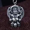 Nuevo Colgante de Plata de Ley s925 Estilo Étnico Japonés y Coreano Retro Vajra Llama Ala Dorada Ave Dapeng Calavera Colgante