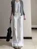 Jeans blancos, no ajustados a la pierna, ligeramente acampanados para mujer, nueva colección primavera/verano 2026, de talle alto, adelgazantes, de corte holgado, pierna ancha, pantalones de largo hasta el suelo