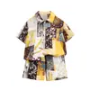 Conjunto de Camisa de Brocado del Mar del Sur de Verano para Niños, Conjunto Elegante Coreano de Dos Piezas de Manga Corta para Niños, Ropa Delgada para Bebés