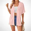 Cardigan Casual de Manga Curta Liso para Mulheres, Lançamento Transfronteiriço Europeu e Americano Outono/Inverno 2026, Novo na Amazon Wish