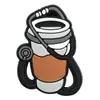 Diapositivas de zapato de goma blanda de PVC con tema de café, accesorios para zapatos de taza de café de dibujos animados, hebillas desmontables para zapatos de madera DIY