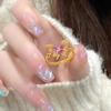 Anillo de Moño Delicado y Dulce con Diamantes para Mujer Nicho Exquisito de Alto Valor Moda Anillo Versátil Apertura Ajustable