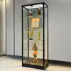 Vitrine de vidro com luzes, transformador de baixa voltagem, opções de luz branca e luz quente, altura ajustável para as luzes