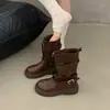 Botas Negras de Suela Gruesa Maillard de Media Caña para Mujer 2026 Nuevo Otoño Viaje a Xinjiang Botas Vaqueras Occidentales Martin